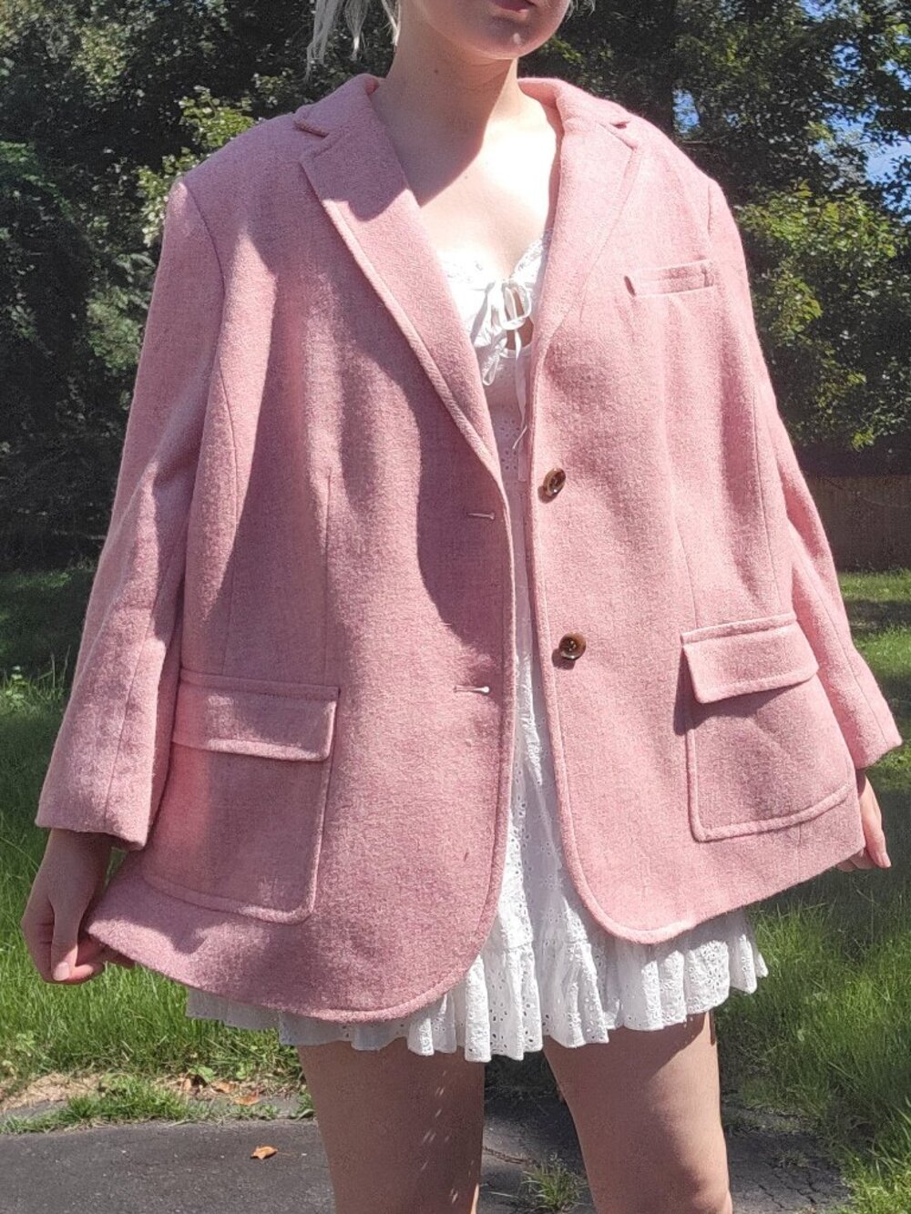 ₊˚🌸⊹ Talbots 20W plus size pink wool blend blazer jacket ✧🌸˚.